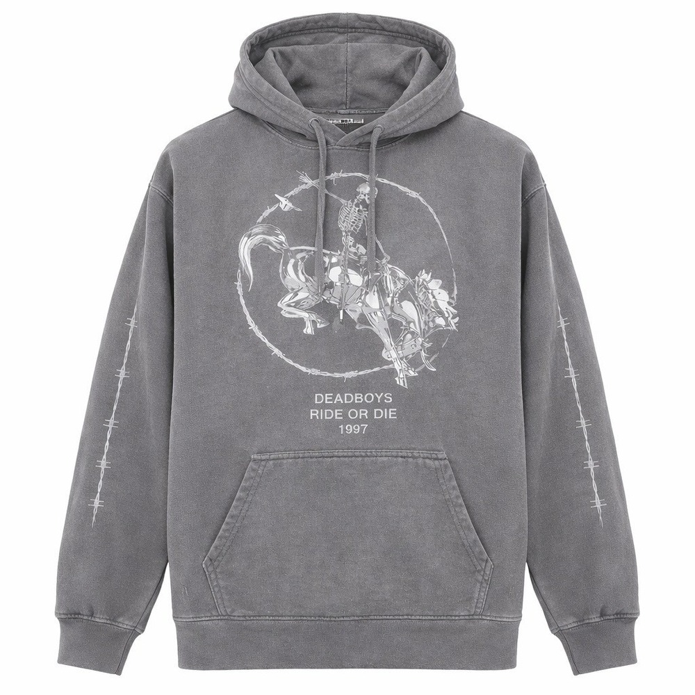 Deadboys Ride or Die TeamSesh 1997 Skeleton Cowboy Graphic Hoodie Mens S